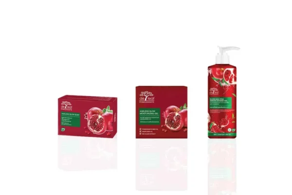 DE LEAF Pomegranate Soap, Shower Gel & Moisturizer
