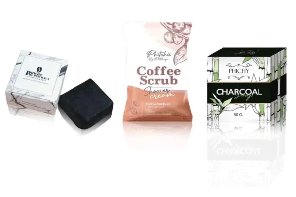 PHICHY Scrub Soap, Shower Cream and Charcoal Soap